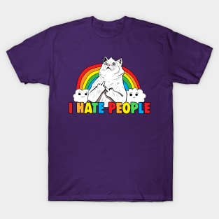 Fluff Off Rainbow Cat Hates People T-Shirt